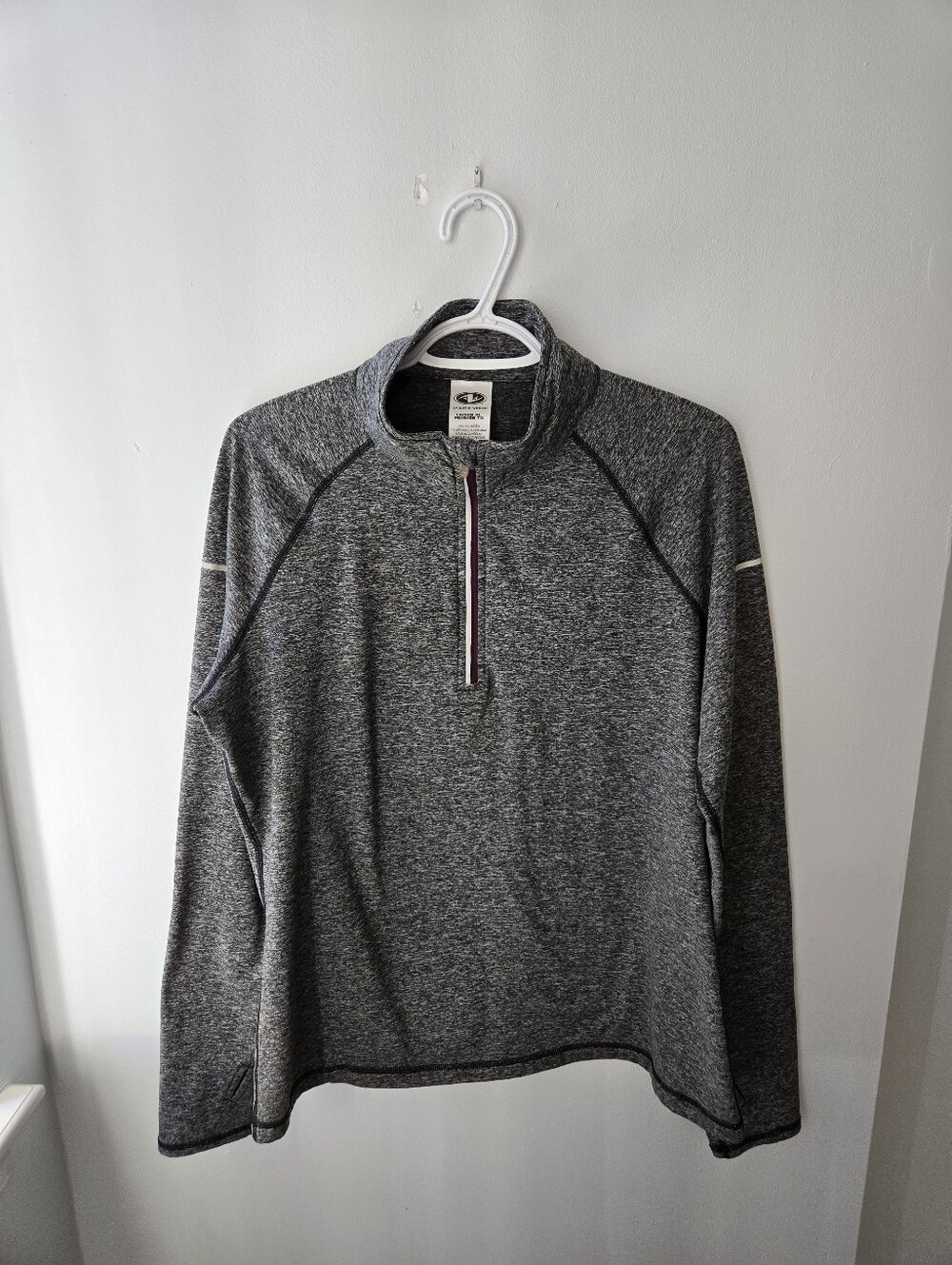 Quarter-Zip Gray Womens XL Quarter Zip Sweater Athletic Performance Thumbholes